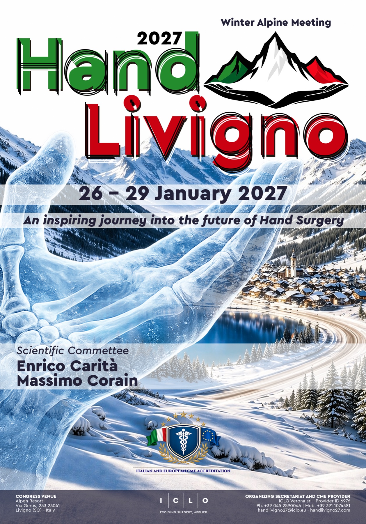Hand Livigno 2027 save the date poster